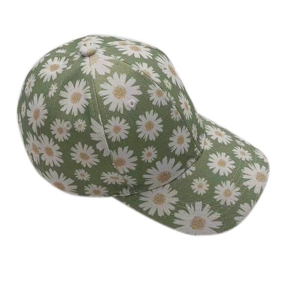 Baseball Cap Green Daisy Print Adjustable Hat - Cute & Stylish! - Picture 1 of 5